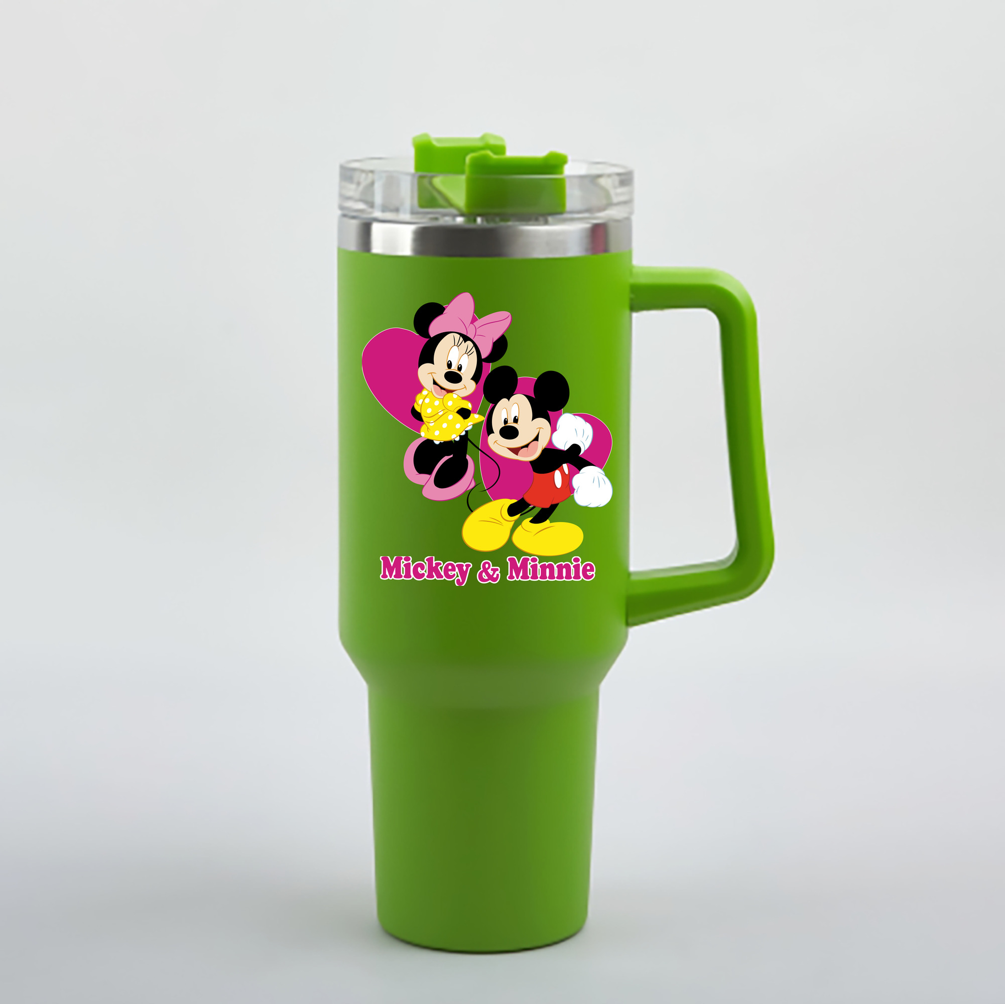 （画像用） ミッキーマウス Mickey Mouse 1200mL車用タンブラー - クリスタルステッカー（プラスチックストロー付き）